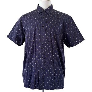 Ted Baker London Men Short Sleeves Button Down Shirt Purple/Bluish Size 7